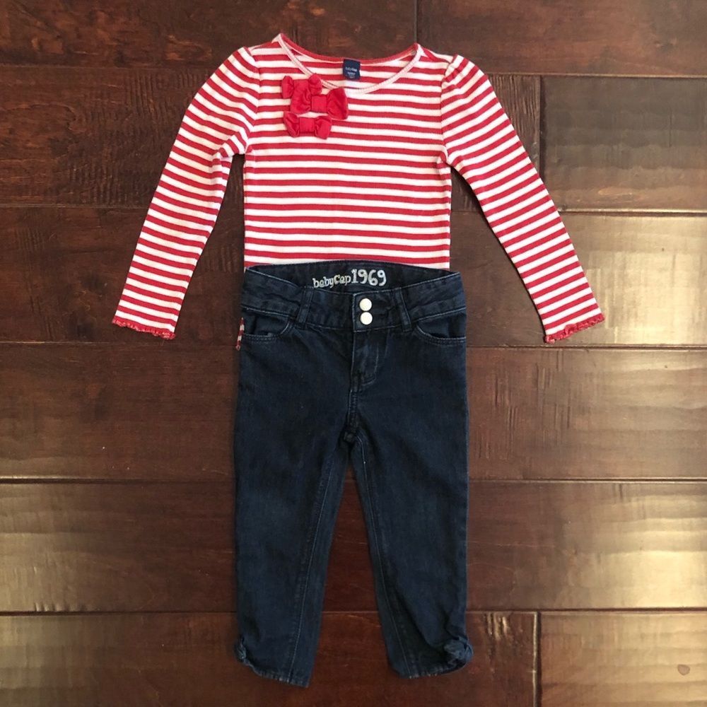 Gap red striped shirt and denim